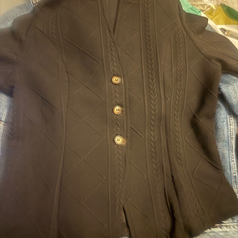 Ladies Black Button-Up Cardigan Jacket